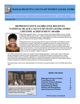 Representative Gloria Fox Receives National Black Caucus of State Legislators' Lifetime Achievement Award Massachusetts C
