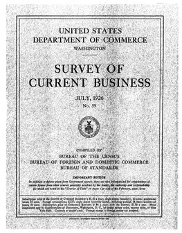 Survey of Current Business July 1926