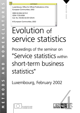 Evolution of Service Statistics Proceedings of the Seminar on "Service Statistics Within Short-Term Business Statistics"