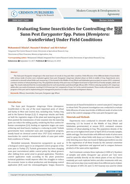 Evaluating Some Insecticides for Controlling the Sunn Pest Eurygaster Spp