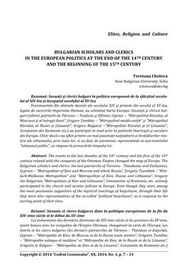 Bulgarian Scholars and Clerics in the European Politics at the End of the 14Th Century and the Beginning of the 15Th Century