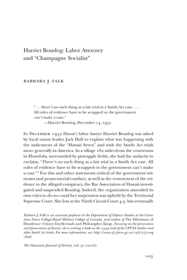 Harriet Bouslog: Labor Attorney and “Champagne Socialist”