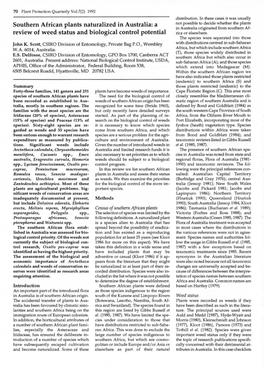 Southern African Plants Naturalized in Australia: a Review of Weed Status