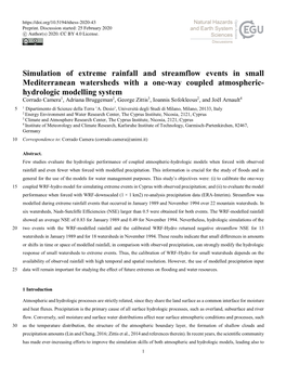 Simulation of Extreme Rainfall and Streamflow Events in Small