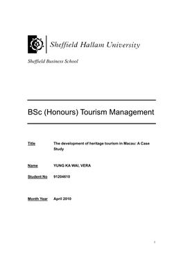 Bsc (Honours) Tourism Management