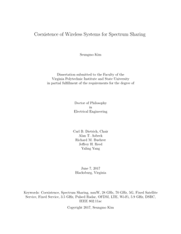 Coexistence of Wireless Systems for Spectrum Sharing