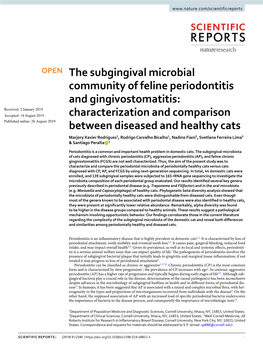 The Subgingival Microbial Community of Feline Periodontitis And