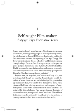 Self-Taught Film-Maker: Satyajit Ray’S Formative Years