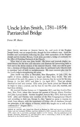 Uncle John Smith, 1781-1854: Patriarchal Bridge