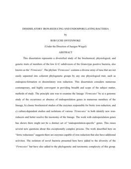 Dissimilatory Iron-Reducing and Endosporulating Bacteria