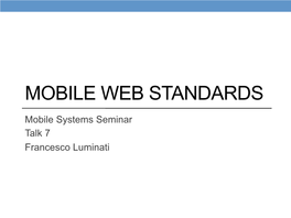 Mobile Web Standards