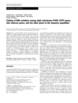 Catalog of 680 Variations Among Eight Cytochrome P450 (CYP) Genes