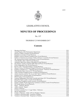 Minutes of Proceedings