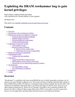 Exploiting the DRAM Rowhammer Bug to Gain Kernel Privileges