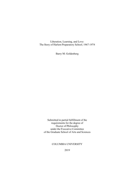 The Story of Harlem Preparatory School, 1967-1974 Barry M. Goldenberg Submitted in Partial Fulfi