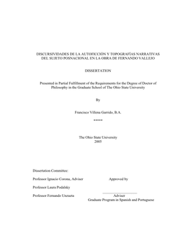 Discursividades De La Autoficción Y Topografías Narrativas Del Sujeto Posnacional En La Obra De Fernando Vallejo