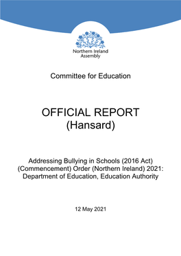 OFFICIAL REPORT (Hansard)