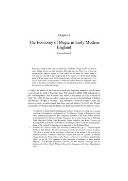 The Economy of Magic in Early Modern England