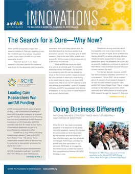Doing Business Differently the Search for a Cure—Why Now?