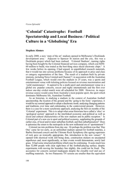 Football Spectatorship and Local Business / Political Culture in a ‘Globalising’ Era