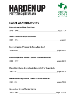 Severe Weather Arch Contents Page