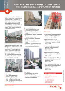 Hong Kong Housing Authority Term Traffic and Environmental Consultancy Services