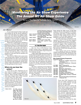 Monitoring the Air Show Experience the Annual MT Air Show Guide by Larry Van Horn, MT Assistant Editor, N5FPW