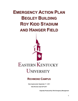 Emergency Action Plan Begley Building Roy Kidd Stadium and Hanger Field