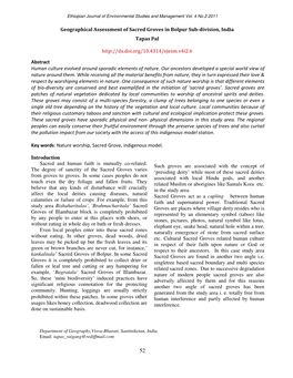 Geographical Assessment of Sacred Groves in Bolpur Sub-Division, India Tapas Pal Abstract