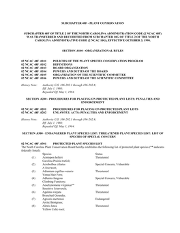 Plant Conservation Subchapter 48F of Title 2 Of