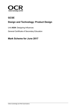 Mark Scheme A554 Designing Influences June 2017
