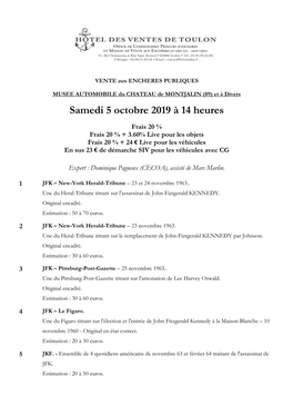 Samedi 5 Octobre 2019 À 14 Heures