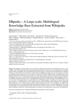 Dbpedia – a Large-Scale, Multilingual Knowledge Base Extracted from Wikipedia