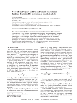 Conventional Vickers and True Instrumented Indentation Hardness Determined by Instrumented Indentation Tests