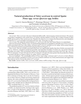 Natural Production of Tuber Aestivum in Central Spain: Pinus Spp