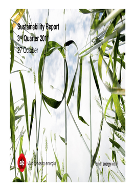 Sustainability Report 3Rd Quarter 2011 27 October