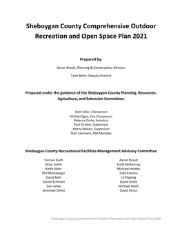 Sheboygan County Comprehensive Outdoor Recreation and Open Space Plan 2021