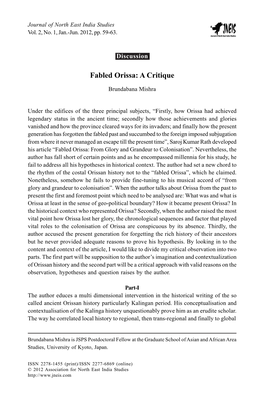 Fabled Orissa: a Critique