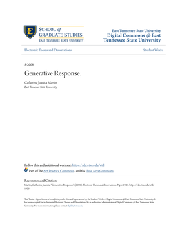 Generative Response. Catherine Juanita Martin East Tennessee State University
