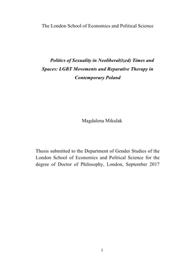Times and Spaces: LGBT Movements and Reparative Therapy in Contemporary Poland