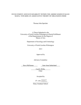 Involvement and Sustainability Within the Americanized Italian Mafia: Towards an Associative Theory of Organized Crime