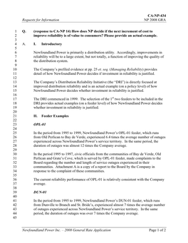 CA-NP-434 Requests for Information NP 2008 GRA Newfoundland