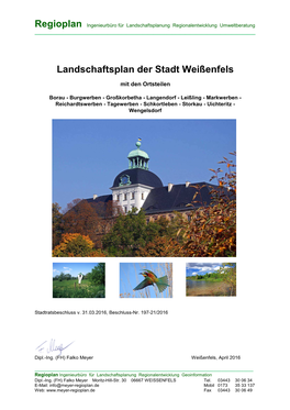 Landschaftsplan Der Stadt Weißenfels