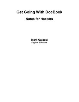 Get Going with Docbook