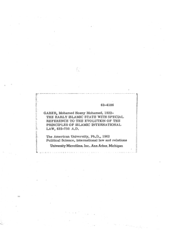 The Early Islamic State with Special Reference to the Evolution of the Principles of Islamic International Law, 632-750 A.D