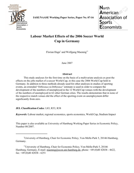 Labour Market Effects of the 2006 Soccer World Cup in Germany