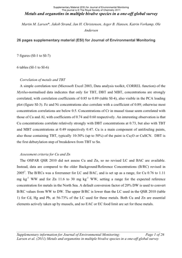 Metals and Organotins in Multiple Bivalve Species in a One-Off Global Survey