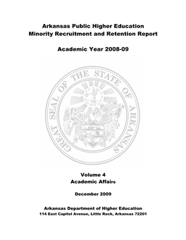 Arkansas Public Higher Education Minority Recruitment and Retention Report