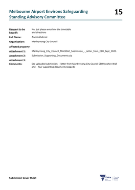 Maribyrnong City Council Affected Property: Attachment 1: Maribyrnong City Council MAESSAC Submission - Letter from CEO Sept 2020