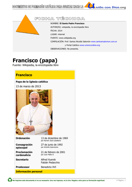 ¿Quién Es El Papa Francisco Según Wikipedia?